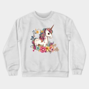 Cute Floral Unicorn Crewneck Sweatshirt